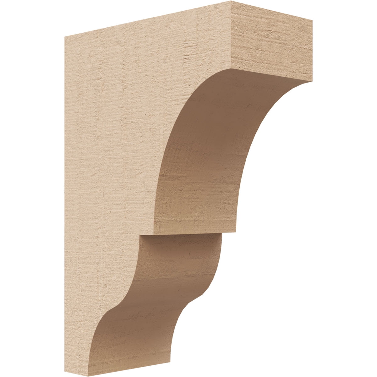 2"W x 4"D x 6"H Classic Asheboro Rough Cedar Woodgrain TimberThane Corbel, Primed Tan