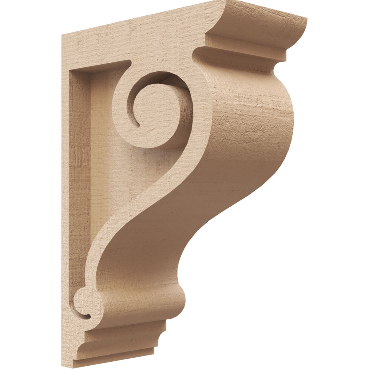 2"W x 4"D x 6"H Classic Scroll Rough Cedar Woodgrain TimberThane Corbel, Primed Tan