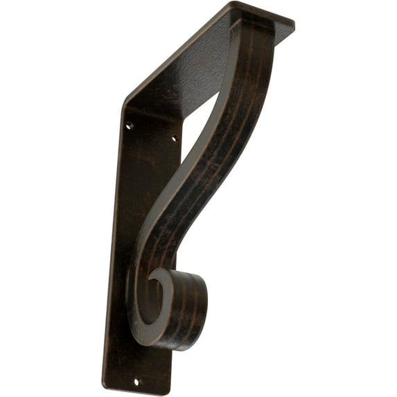 Ekena Millwork 2"W x 5 1/2"D x 8"H Ashford Triple, Wrought Iron Bracket, (Triple center brace), Antiqued Bronze