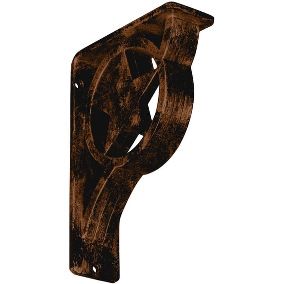 Ekena Millwork 2"W x 5 1/2"D x 8"H Austin Wrought Iron Bracket, (Triple center brace), Antiqued Bronze