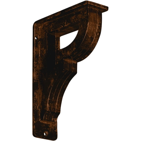 Ekena Millwork 2"W x 5 1/2"D x 8"H Bradford Wrought Iron Bracket, (Triple center brace), Antiqued Bronze