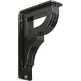 thumbnail image 1 of Ekena Millwork 2"W x 5 1/2"D x 8"H Bradford Wrought Iron Bracket, (Triple center brace), Powder Coated Black, 1 of 11