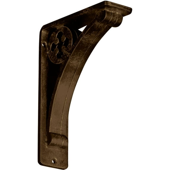 Ekena Millwork 2"W x 5 1/2"D x 8"H Crawley Wrought Iron Bracket, (Triple center brace), Antiqued Brass