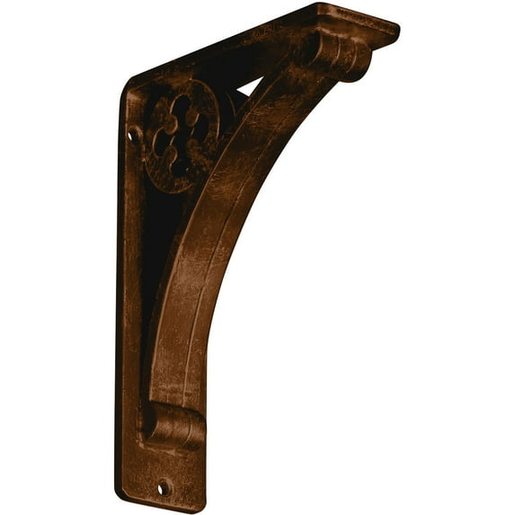 Ekena Millwork 2"W x 5 1/2"D x 8"H Crawley Wrought Iron Bracket, (Triple center brace), Antiqued Bronze