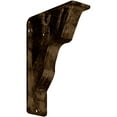 thumbnail image 1 of Ekena Millwork 2"W x 5 1/2"D x 8"H Damon Wrought Iron Bracket, (Triple center brace), Antiqued Brass, 1 of 10