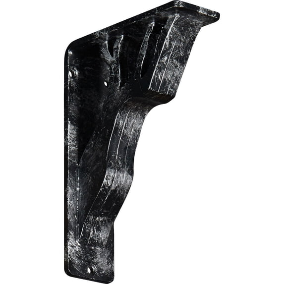 Ekena Millwork 2"W x 5 1/2"D x 8"H Damon Wrought Iron Bracket, (Triple center brace), Antiqued Silver