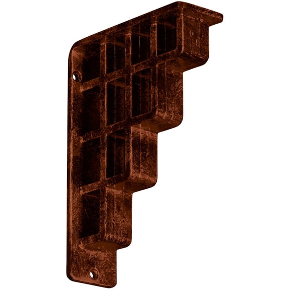Ekena Millwork 2"W x 5 1/2"D x 8"H Diane Wrought Iron Bracket, (Triple center brace), Antiqued Copper