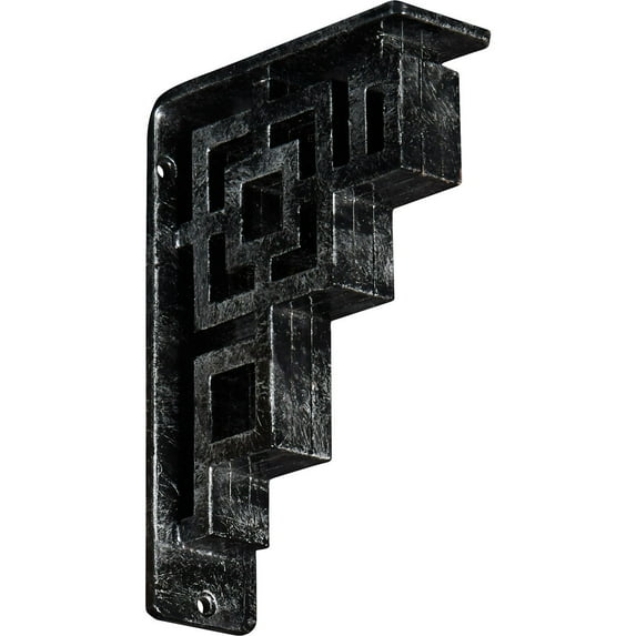 Ekena Millwork 2"W x 5 1/2"D x 8"H Eris Wrought Iron Bracket, (Triple center brace), Antiqued Silver