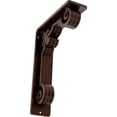thumbnail image 1 of Ekena Millwork 2"W x 5 1/2"D x 8"H Fleur De Lis Wrought Iron Bracket, (Triple center brace), Antiqued Copper, 1 of 8