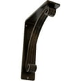 thumbnail image 1 of Ekena Millwork 2"W x 5 1/2"D x 8"H Legacy Wrought Iron Bracket, (Triple center brace), Antiqued Brass, 1 of 8
