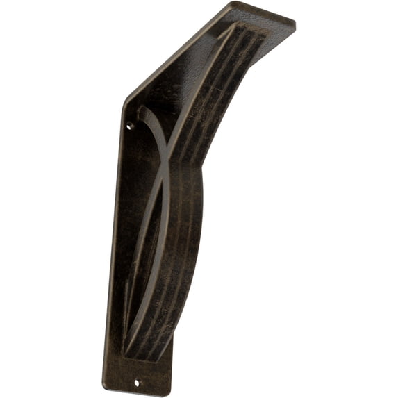 Ekena Millwork 2"W x 5 1/2"D x 8"H Miller Wrought Iron Bracket, (Triple center brace), Antiqued Pale Gold