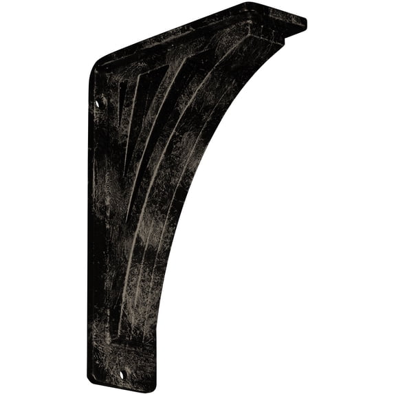 Ekena Millwork 2"W x 5 1/2"D x 8"H Nevio Wrought Iron Bracket, (Triple center brace), Antiqued Pale Gold
