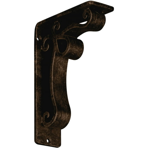 Ekena Millwork 2"W x 5 1/2"D x 8"H Orleans Wrought Iron Bracket, (Triple center brace), Antiqued Bronze