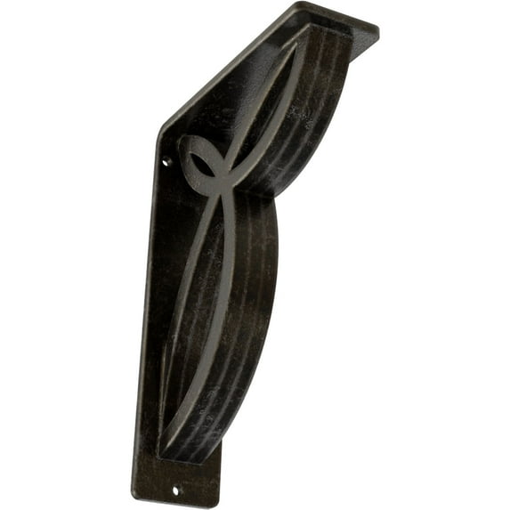 Ekena Millwork 2"W x 5 1/2"D x 8"H Versailles Wrought Iron Bracket, (Triple center brace), Antiqued Warm Silver