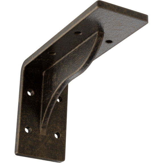 Ekena Millwork 2"W x 6"D x 3 3/4"H Embrey Steel Bracket, Antiqued Pale Gold