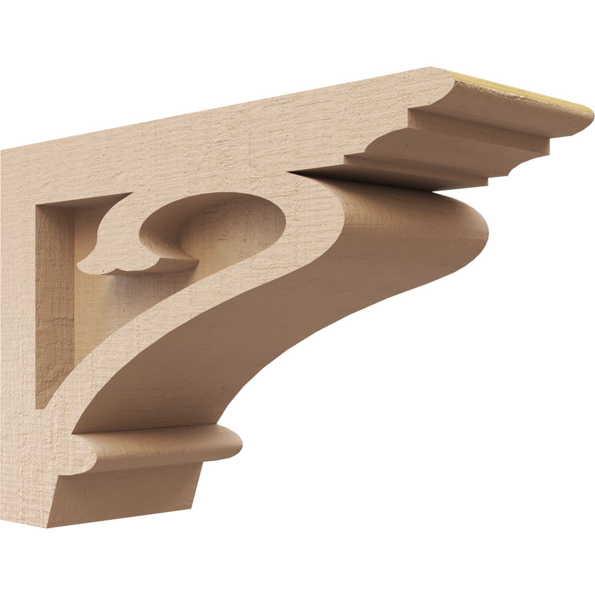 2"W x 6"D x 4"H Classic Mayflower Rough Cedar Woodgrain TimberThane Corbel, Primed Tan