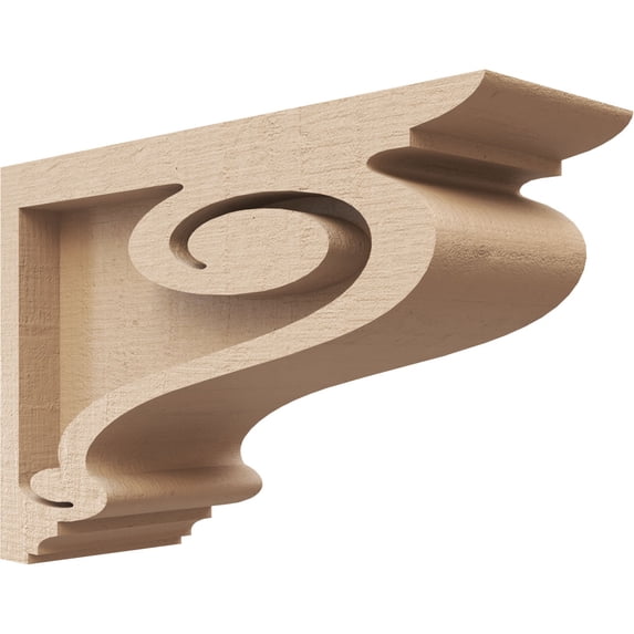2"W x 6"D x 4"H Classic Scroll Rough Cedar Woodgrain TimberThane Corbel, Primed Tan