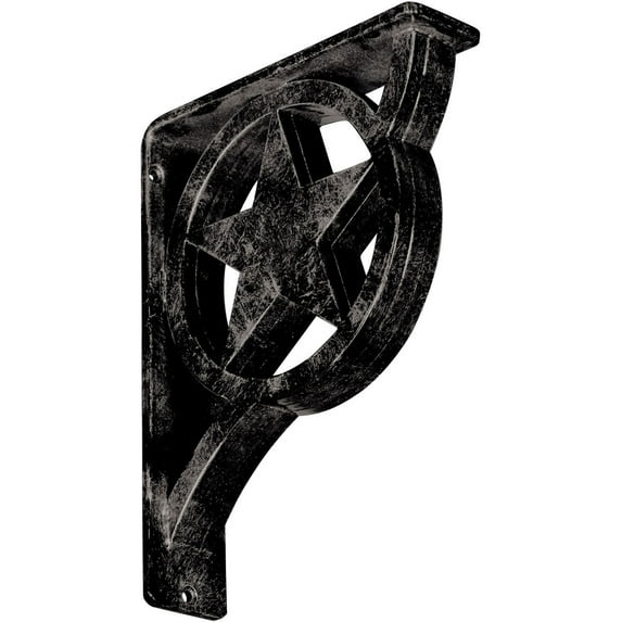 Ekena Millwork 2"W x 7 1/2"D x 10"H Austin Wrought Iron Bracket, (Triple center brace), Antiqued Warm Silver