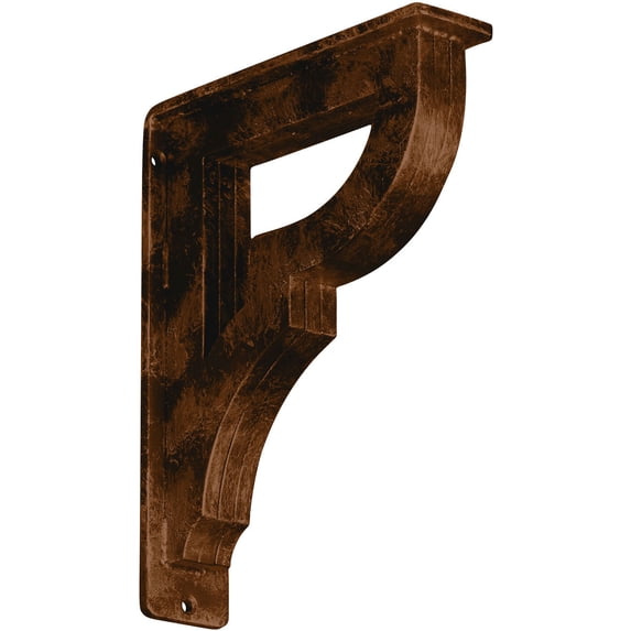 Ekena Millwork 2"W x 7 1/2"D x 10"H Bradford Wrought Iron Bracket, (Triple center brace), Antiqued Bronze