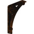 thumbnail image 1 of Ekena Millwork 2"W x 7 1/2"D x 10"H Crawley Wrought Iron Bracket, (Triple center brace), Antiqued Bronze, 1 of 10