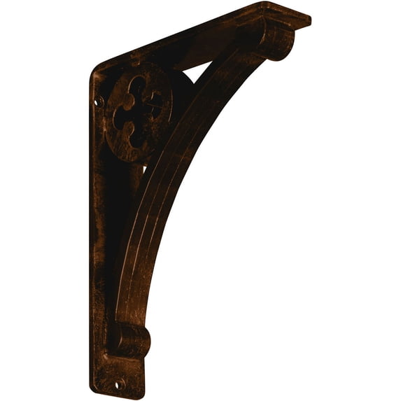 Ekena Millwork 2"W x 7 1/2"D x 10"H Crawley Wrought Iron Bracket, (Triple center brace), Antiqued Bronze