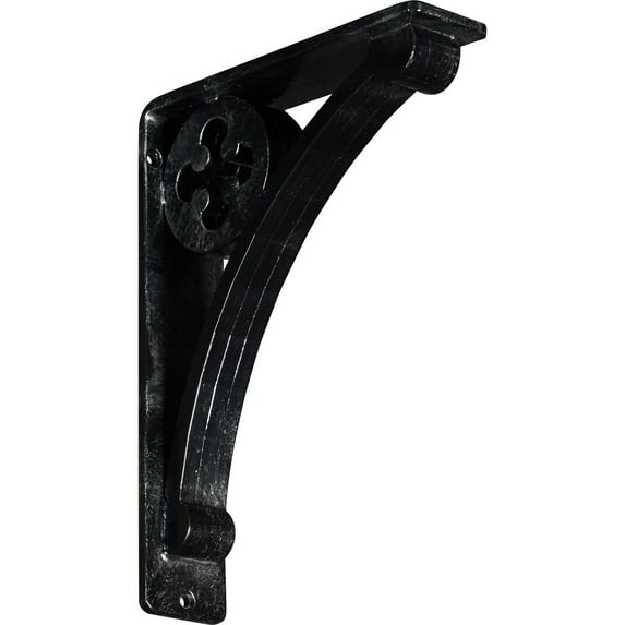 Ekena Millwork 2"W x 7 1/2"D x 10"H Crawley Wrought Iron Bracket, (Triple center brace), Antiqued Silver