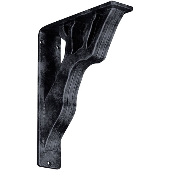 Ekena Millwork 2"W x 7 1/2"D x 10"H Damon Wrought Iron Bracket, (Triple center brace), Antiqued Pewter