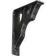 thumbnail image 1 of Ekena Millwork 2"W x 7 1/2"D x 10"H Damon Wrought Iron Bracket, (Triple center brace), Powder Coated Black, 1 of 11
