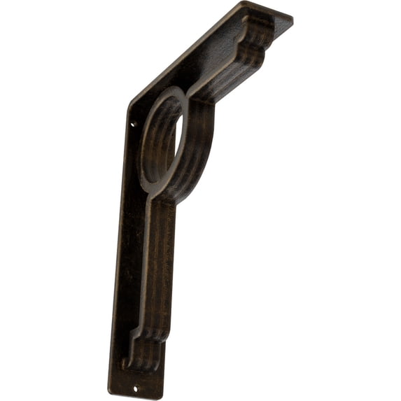 Ekena Millwork 2"W x 7 1/2"D x 10"H Maria Wrought Iron Bracket, (Triple center brace), Antiqued Brass