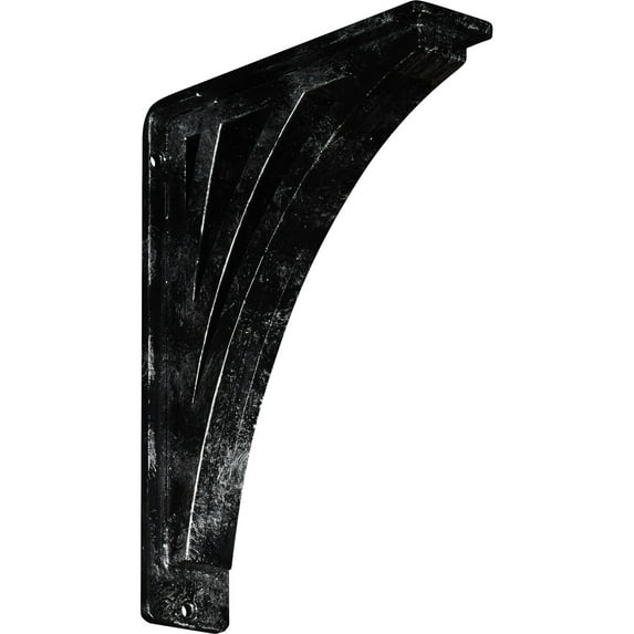 Ekena Millwork 2"W x 7 1/2"D x 10"H Nevio Wrought Iron Bracket, (Triple center brace), Antiqued Silver