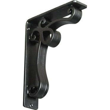 Ekena Millwork 2"W x 7 1/2"D x 10"H Orleans Wrought Iron Bracket, (Triple center brace), Powder Coated Black