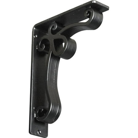 Ekena Millwork 2"W x 7 1/2"D x 10"H Orleans Wrought Iron Bracket, (Triple center brace), Powder Coated Black