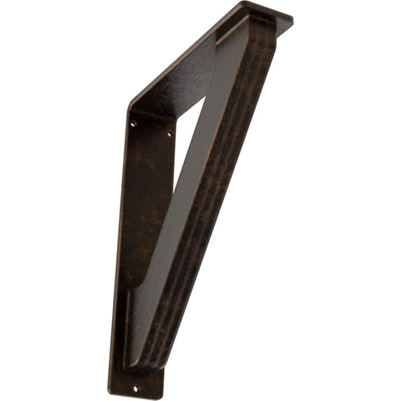 Ekena Millwork 2"W x 7 1/2"D x 10"H Traditional Wrought Iron Bracket, (Triple center brace), Antiqued Bronze