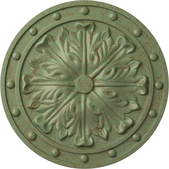 Ekena Millwork 20 1/2"OD x 1 1/2"P Foster Acanthus Leaf Ceiling Medallion (Fits Canopies up to 2 1/4"), Hand-Painted Cloud Burst Crackle