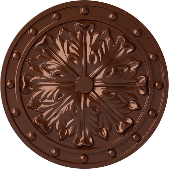 Ekena Millwork 20 1/2"OD x 1 1/2"P Foster Acanthus Leaf Ceiling Medallion (Fits Canopies up to 2 1/4"), Hand-Painted Copper Penny