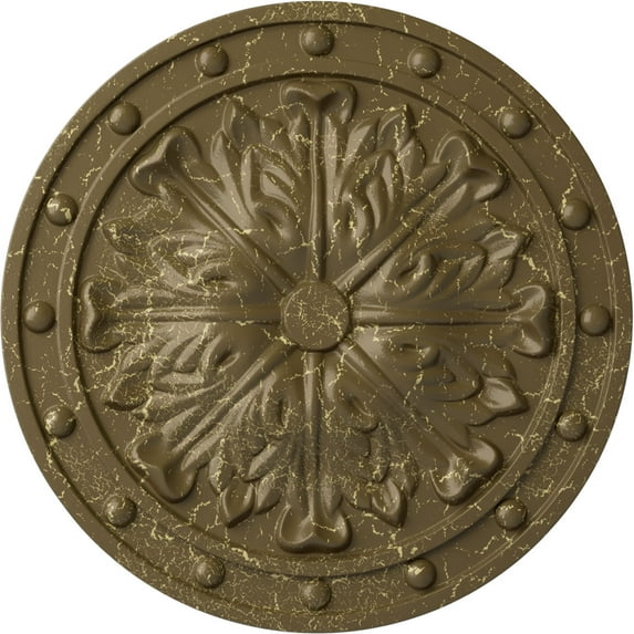 Ekena Millwork 20 1/2"OD x 1 1/2"P Foster Acanthus Leaf Ceiling Medallion (Fits Canopies up to 2 1/4"), Hand-Painted Mississippi Mud Crackle