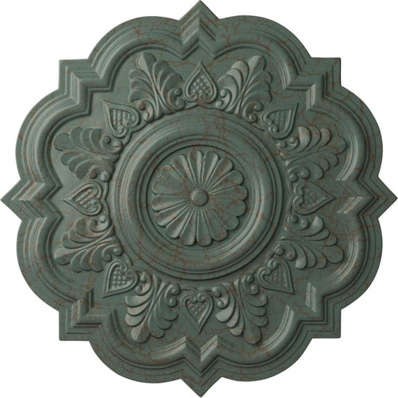Ekena Millwork 20 1/4"OD x 1 1/2"P Deria Ceiling Medallion (Fits Canopies up to 6"), Hand-Painted Cloud Burst Crackle