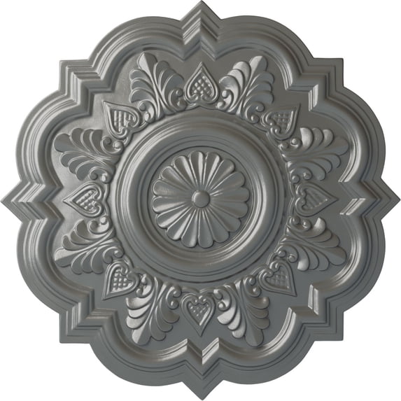 Ekena Millwork 20 1/4"OD x 1 1/2"P Deria Ceiling Medallion (Fits Canopies up to 6"), Hand-Painted Silver