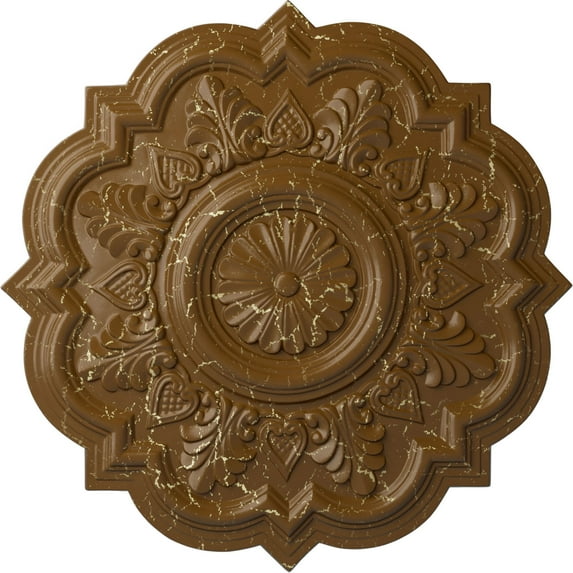 Ekena Millwork 20 1/4"OD x 1 1/2"P Deria Ceiling Medallion (Fits Canopies up to 6"), Hand-Painted Smokey Topaz Crackle