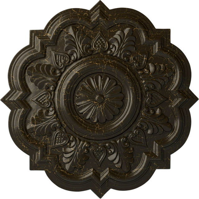 Ekena Millwork 20 1/4"OD x 1 1/2"P Deria Ceiling Medallion (Fits Canopies up to 6"), Hand-Painted Stone Hearth Crackle