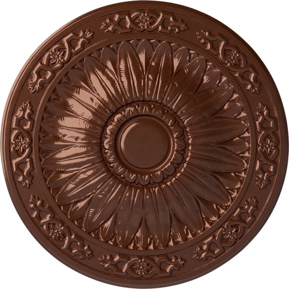 Ekena Millwork 20 1/4"OD x 1 1/2"P Lunel Ceiling Medallion (Fits Canopies up to 3 3/4"), Hand-Painted Copper Penny