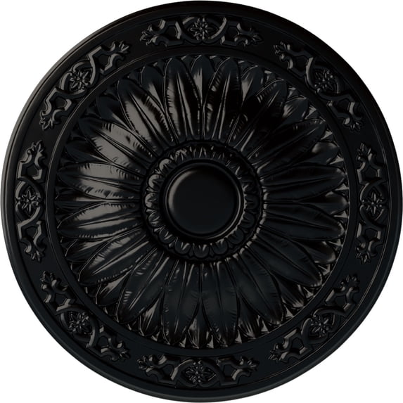 Ekena Millwork 20 1/4"OD x 1 1/2"P Lunel Ceiling Medallion (Fits Canopies up to 3 3/4"), Hand-Painted Jet Black
