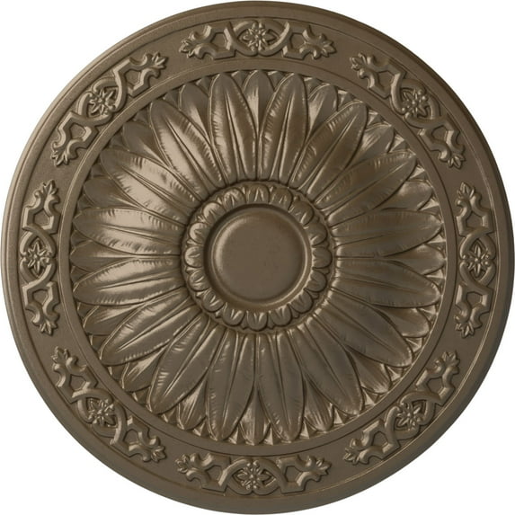 Ekena Millwork 20 1/4"OD x 1 1/2"P Lunel Ceiling Medallion (Fits Canopies up to 3 3/4"), Hand-Painted Warm Silver