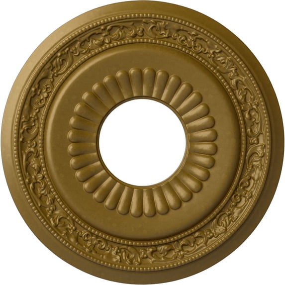 Ekena Millwork 20 5/8"OD x 6 1/4"ID x 1 3/8"P Lauren Ceiling Medallion (Fits Canopies up to 6 1/4"), Hand-Painted Gold