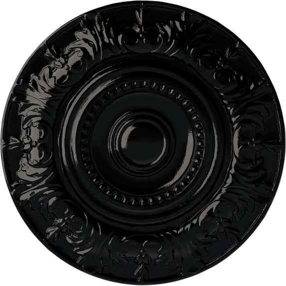 Ekena Millwork 20 7/8"OD x 1 1/4"P Biddix Ceiling Medallion (Fits Canopies up to 7 1/2"), Hand-Painted Black Pearl