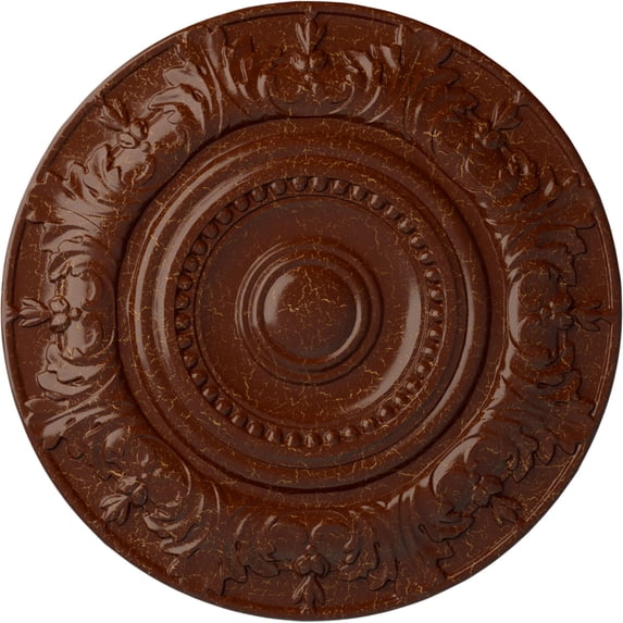 Ekena Millwork 20 7/8"OD x 1 1/4"P Biddix Ceiling Medallion (Fits Canopies up to 7 1/2"), Hand-Painted Burnished Mahogany Crackle