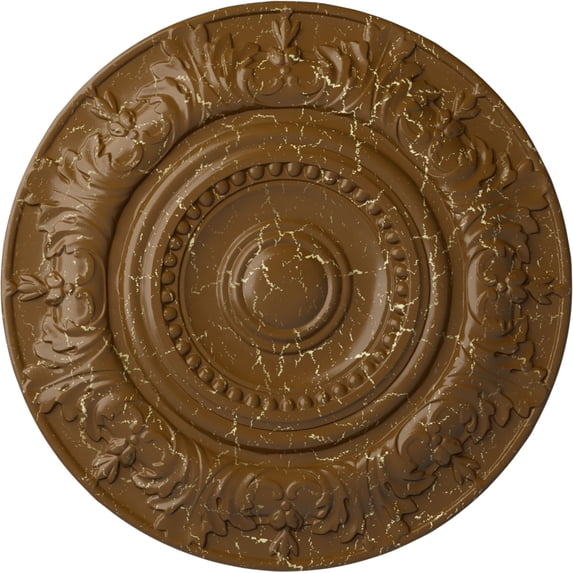Ekena Millwork 20 7/8"OD x 1 1/4"P Biddix Ceiling Medallion (Fits Canopies up to 7 1/2"), Hand-Painted Smokey Topaz Crackle