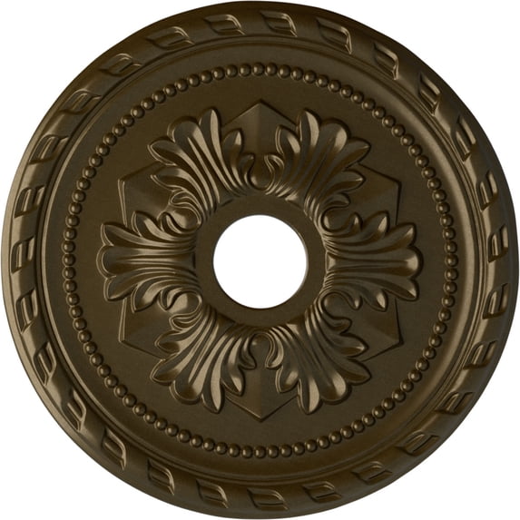 Ekena Millwork 20 7/8"OD x 3 5/8"ID x 1 5/8"P Palmetto Ceiling Medallion (Fits Canopies up to 5"), Hand-Painted Brass