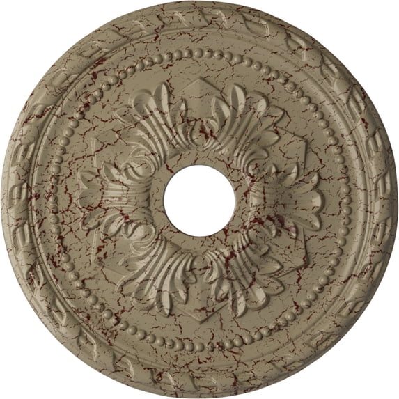 Ekena Millwork 20 7/8"OD x 3 5/8"ID x 1 5/8"P Palmetto Ceiling Medallion (Fits Canopies up to 5"), Hand-Painted Gobi Desert Crackle