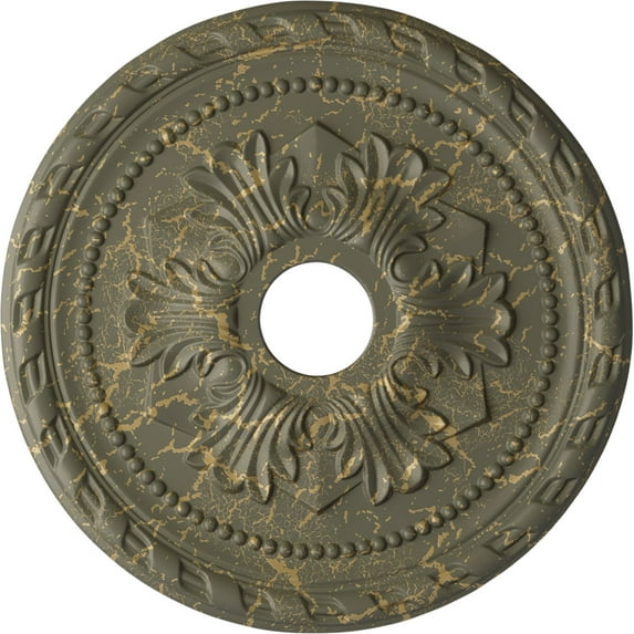 Ekena Millwork 20 7/8"OD x 3 5/8"ID x 1 5/8"P Palmetto Ceiling Medallion (Fits Canopies up to 5"), Hand-Painted Witch Hazel Crackle